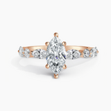 Diamond Engagement Ring with  1.00 ct. Center Marquise Lab Grown Diamond in 14K Yellow Gold