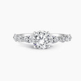 Diamond Engagement Ring with  1.00 ct. Center Round Lab Grown Diamond in 14K White Gold