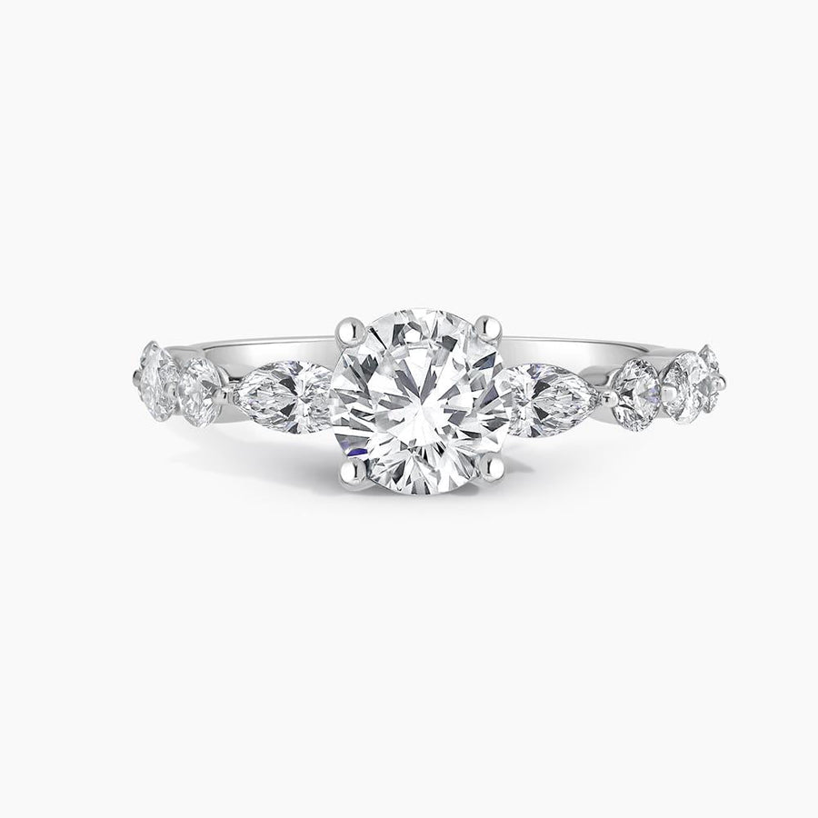 Simran Collection — Diamond Engagement Ring with  1.00 ct. Center Round Lab Grown Diamond in 14K White Gold