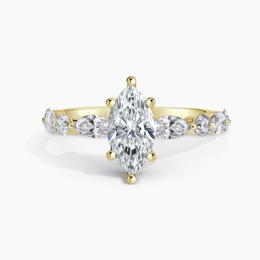 Simran Collection — Diamond Engagement Ring with  1.00 ct. Center Marquise Lab Grown Diamond in 14K Yellow Gold