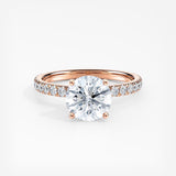 Under Halo and Ribbon Halo 1.00 ct. Center Round Lab Grown Diamond Engagement Ring in 14K White Gold