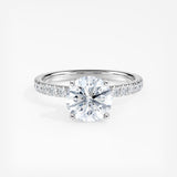 Under Halo and Ribbon Halo 1.00 ct. Center Round Lab Grown Diamond Engagement Ring in 14K White Gold