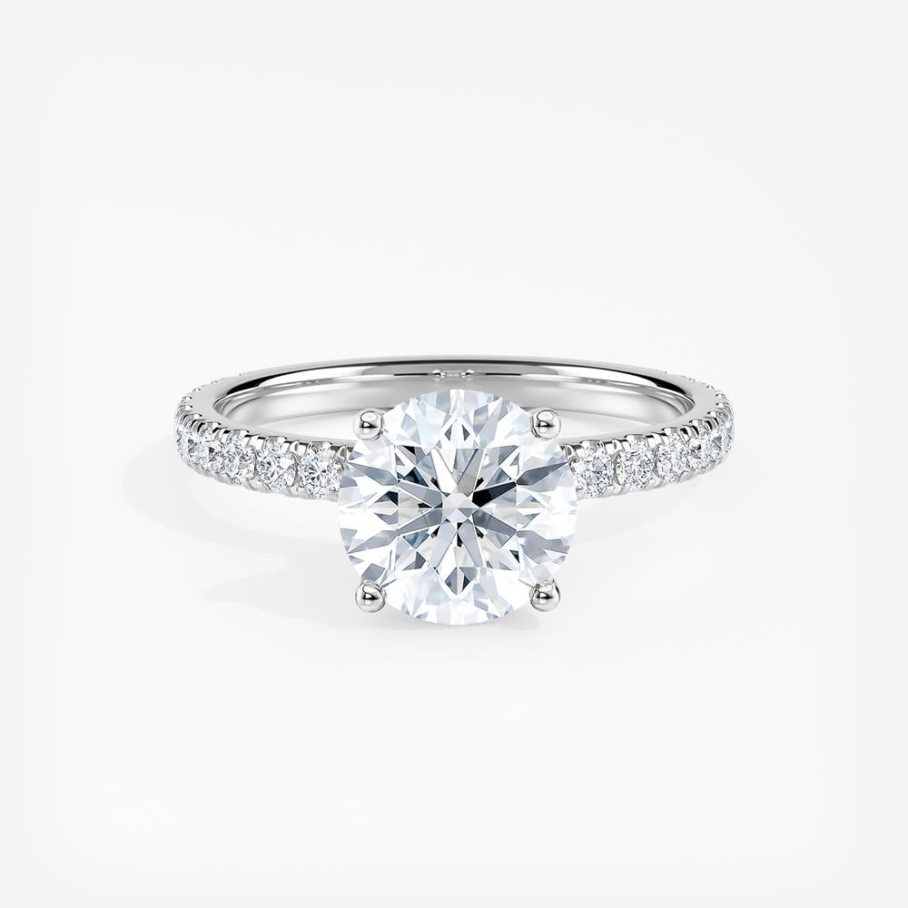 Simran Collection — Under Halo and Ribbon Halo 1.00 ct. Center Round Lab Grown Diamond Engagement Ring in 14K White Gold