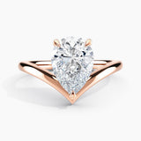 Unique V Solitaire Engagement Ring 2.00 ct. Center Pear Lab Grown Diamond in 14K White Gold