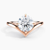 Unique V Solitaire Engagement Ring 2.00 ct. Center Round Lab Grown Diamond in 14K White Gold