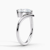 Unique V Solitaire Engagement Ring 2.00 ct. Center Pear Lab Grown Diamond in 14K White Gold