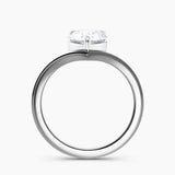 Unique V Solitaire Engagement Ring 2.00 ct. Center Pear Lab Grown Diamond in 14K White Gold