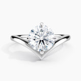 Unique V Solitaire Engagement Ring 2.00 ct. Center Round Lab Grown Diamond in 14K White Gold