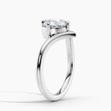 Unique V Solitaire Engagement Ring 2.00 ct. Center Round Lab Grown Diamond in 14K White Gold
