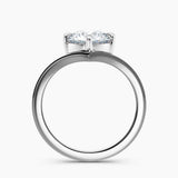 Unique V Solitaire Engagement Ring 2.00 ct. Center Round Lab Grown Diamond in 14K White Gold