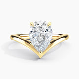 Unique V Solitaire Engagement Ring 2.00 ct. Center Pear Lab Grown Diamond in 14K White Gold