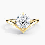 Unique V Solitaire Engagement Ring 2.00 ct. Center Round Lab Grown Diamond in 14K White Gold
