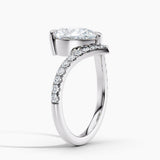 Unique V Solitaire Engagement Ring 2.00 ct. Center Pear Lab Grown Diamond in 14K White Gold