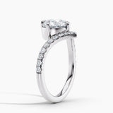 Unique V Solitaire Engagement Ring 2.00 ct. Center Round Lab Grown Diamond in 14K White Gold