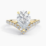 Unique V Solitaire Engagement Ring 2.00 ct. Center Pear Lab Grown Diamond in 14K White Gold