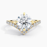 Unique V Solitaire Engagement Ring 2.00 ct. Center Round Lab Grown Diamond in 14K White Gold