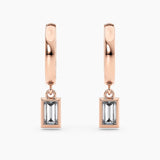 Petite Dangle High Polish Lab Grown Diamond Hoops Oval 0.50 Ct. tw. 14K Rose Gold