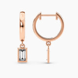 Petite Dangle High Polish Lab Grown Diamond Hoops Oval 0.50 Ct. tw. 14K Rose Gold