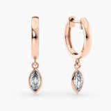 Petite Dangle High Polish Lab Grown Diamond Hoops Marquise 0.50 Ct. tw. 14K White Gold