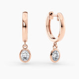 Petite Dangle High Polish Lab Grown Diamond Hoops Oval 0.50 Ct. tw. 14K Yellow Gold
