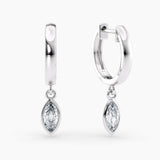 Petite Dangle High Polish Lab Grown Diamond Hoops Marquise 0.50 Ct. tw. 14K White Gold