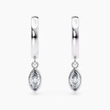 Petite Dangle High Polish Lab Grown Diamond Hoops Marquise 0.50 Ct. tw. 14K White Gold
