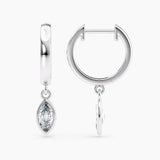 Petite Dangle High Polish Lab Grown Diamond Hoops Marquise 0.50 Ct. tw. 14K White Gold