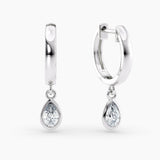 Petite Dangle High Polish Lab Grown Diamond Hoops Pear 0.50 Ct. tw. 14K White Gold