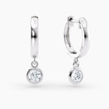 Petite Dangle High Polish Lab Grown Diamond Hoops Round 0.50 Ct. tw. 14K White Gold