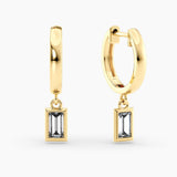Petite Dangle High Polish Lab Grown Diamond Hoops Oval 0.50 Ct. tw. 14K Rose Gold