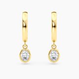 Petite Dangle High Polish Lab Grown Diamond Hoops Oval 0.50 Ct. tw. 14K Yellow Gold
