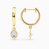 Petite Dangle High Polish Lab Grown Diamond Hoops Oval 0.50 Ct. tw. 14K Yellow Gold