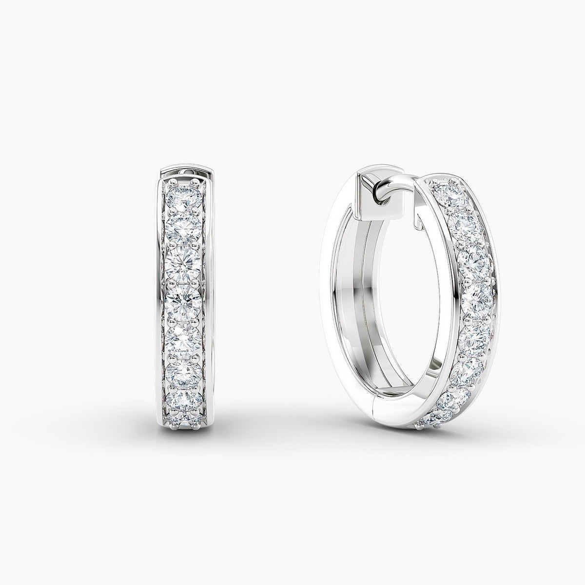 Simran Collection — Huggie Hoop Lab Grown Diamond Earrings 0.50 Ct. tw. 14K White Gold