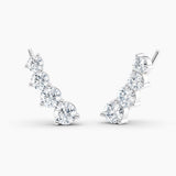 Round Lab Grown Diamond Earring Climbers 1.50 Ct. tw. 14K White Gold