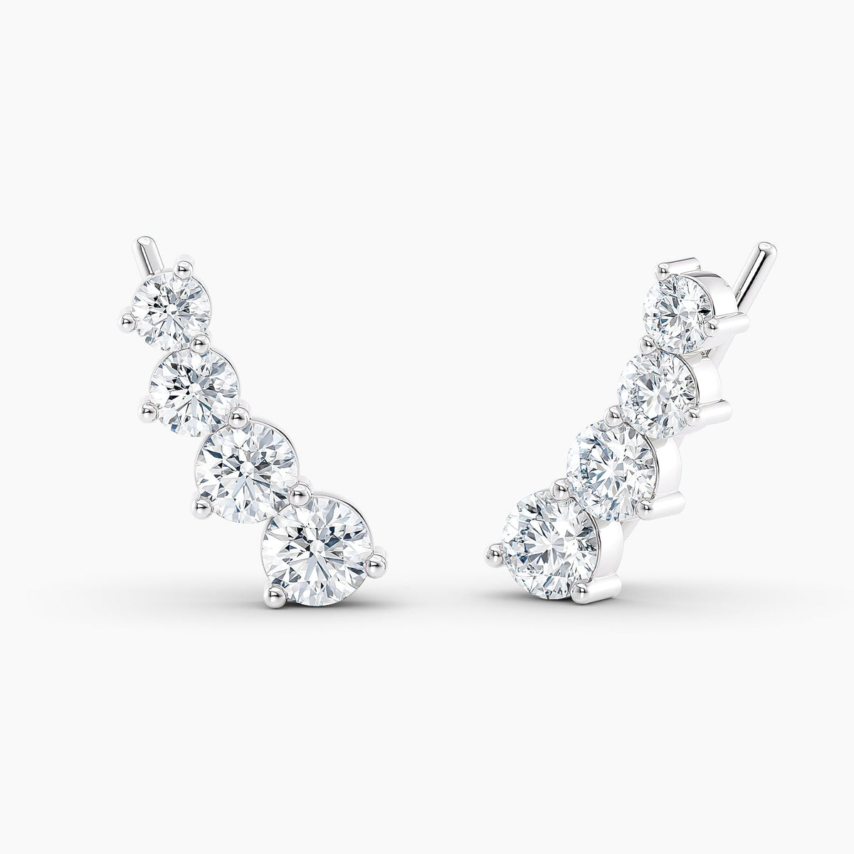 Simran Collection — Round Lab Grown Diamond Earring Climbers 1.50 Ct. tw. 14K White Gold