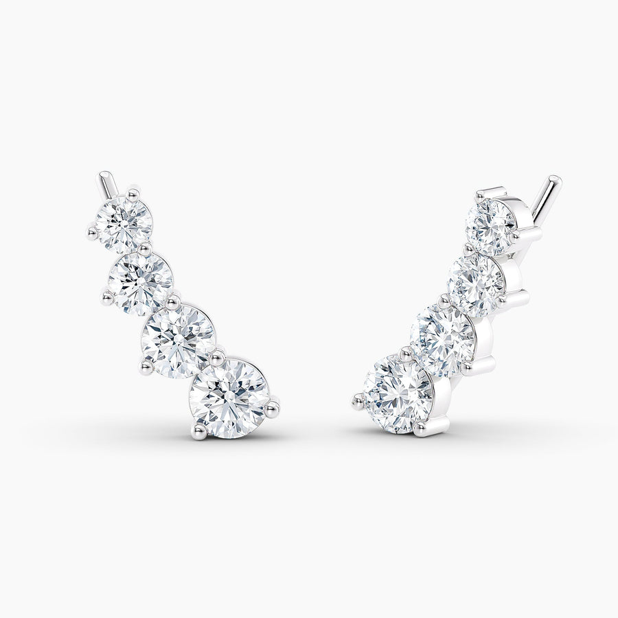 Simran Collection — Round Lab Grown Diamond Earring Climbers 1.50 Ct. tw. 14K White Gold