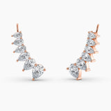 Pear Lab Grown Diamond Earring Climbers 3.00 Ct. tw. 14K White Gold