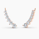 Round Lab Grown Diamond Earring Climbers 3.00 Ct. tw. 14K Rose Gold