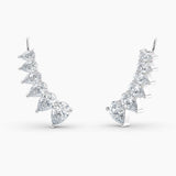 Pear Lab Grown Diamond Earring Climbers 3.00 Ct. tw. 14K White Gold