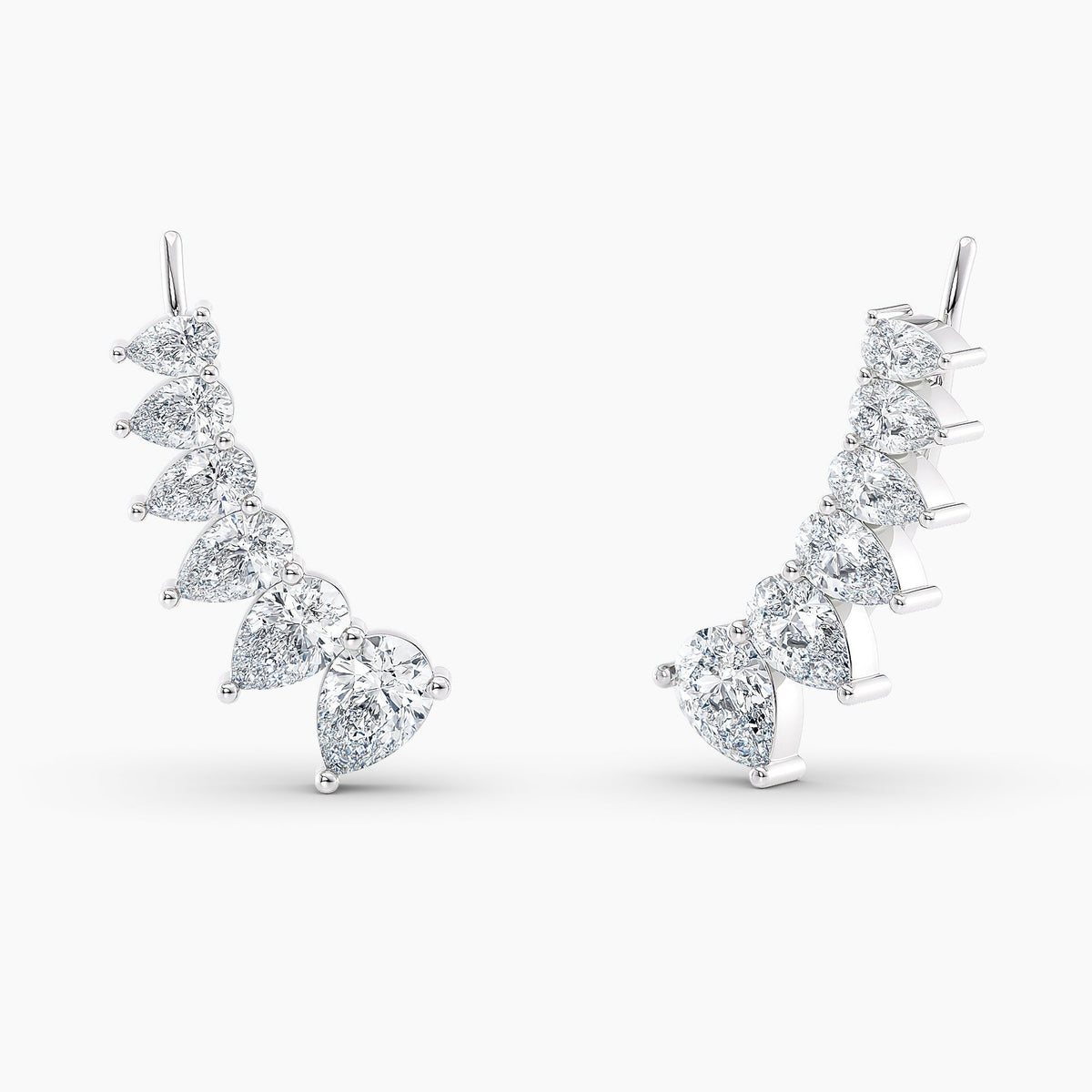 Simran Collection — Pear Lab Grown Diamond Earring Climbers 3.00 Ct. tw. 14K White Gold