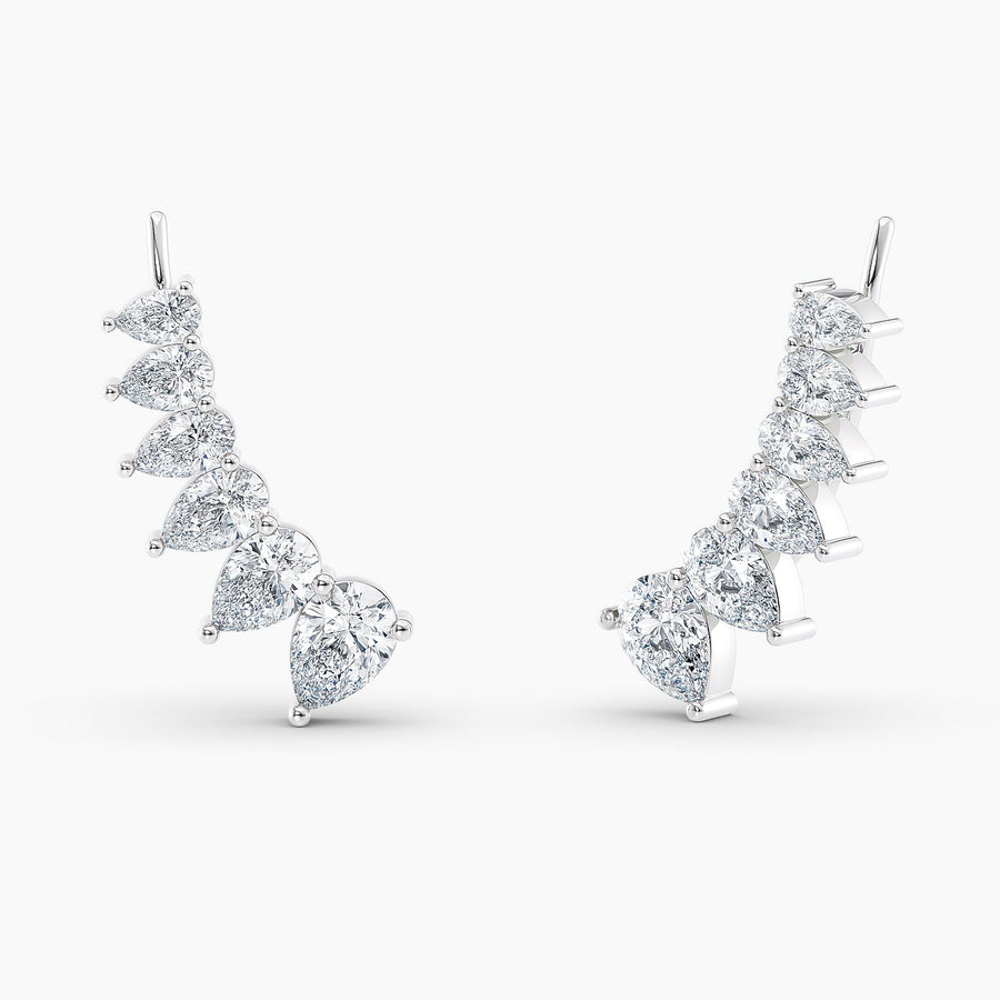 Simran Collection — Pear Lab Grown Diamond Earring Climbers 3.00 Ct. tw. 14K White Gold
