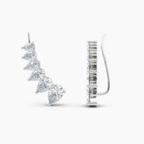 Pear Lab Grown Diamond Earring Climbers 3.00 Ct. tw. 14K White Gold
