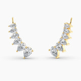 Pear Lab Grown Diamond Earring Climbers 3.00 Ct. tw. 14K White Gold