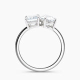 Toi et Moi Lab Grown Pear 1.50 ct and Emerald 1.75 ct Duo 2-Stone Engagement Ring in 14K White Gold