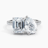 Toi et Moi Lab Grown Emerald 1.75 ct and Pear 1.50 ct Duo 2-Stone Engagement Ring in 14K White Gold