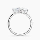 Toi et Moi Lab Grown Emerald 1.75 ct and Pear 1.50 ct Duo 2-Stone Engagement Ring in 14K White Gold