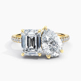 Toi et Moi Lab Grown Emerald 1.75 ct and Pear 1.50 ct Duo 2-Stone Engagement Ring in 14K White Gold
