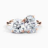 Toi et Moi Lab Grown Oval 1.50 ct and Round 1.75 ct Duo 2-Stone Engagement Ring in 14K White Gold