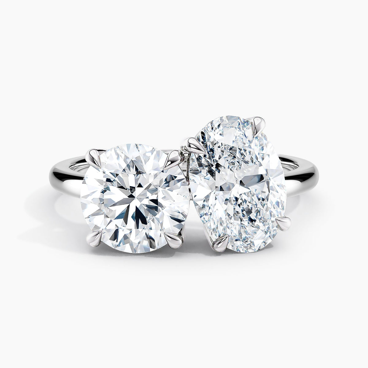 Simran Collection — Toi et Moi Lab Grown Oval 1.50 ct and Round 1.75 ct Duo 2-Stone Engagement Ring in 14K White Gold