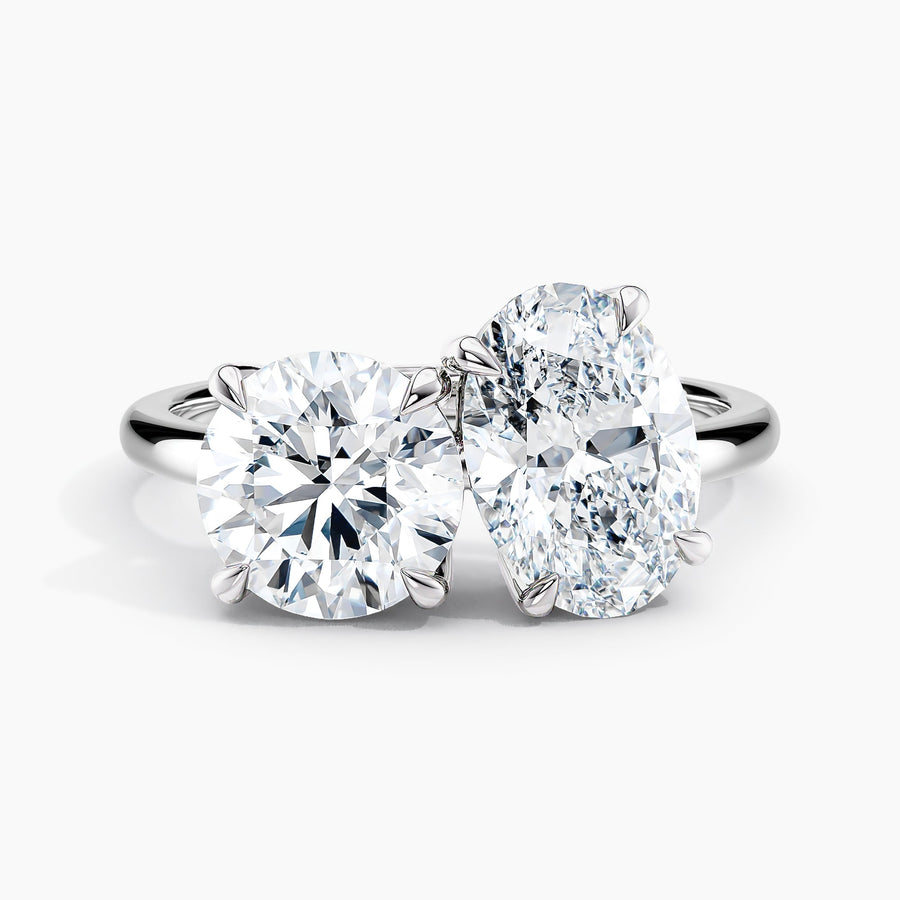 Simran Collection — Toi et Moi Lab Grown Oval 1.50 ct and Round 1.75 ct Duo 2-Stone Engagement Ring in 14K White Gold